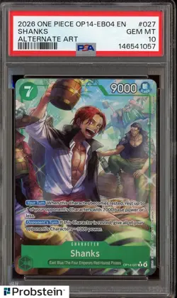 2026 One Piece OP14-EB04 Alternate Art #027 Shanks PSA 10 GEM MINT - Image 1