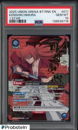 2025 Union Arena BT/RNK EN 1 Star #011 Kenshin Himura PSA 10 GEM - Image 1