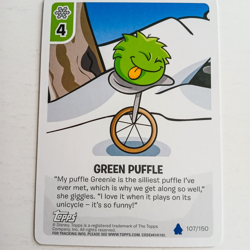 Club Penguin Card-Jitsu Green Puffle 107/150 Topps Disney - Image 1