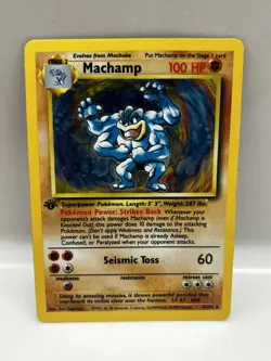 Pokemon TCG Machamp Holo Rare Card 1st Edition Base Set 8/102 - Image 1