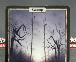 MTG Swamp- DAMAGED -Unhinged Magic the Gathering Card #138 - Image 3