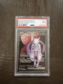Pokemon 2025 Dri En Rockets Mewtwo EX Ultra Rare PSA 9 Mint Card 213 - Image 1
