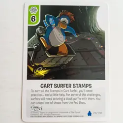 Club Penguin Card-Jitsu Cart Surfer Stamps 73/150 Topps Disney - Image 1