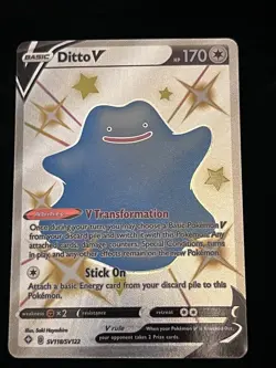 Pokemon TCG Ditto v SV118/SV122 Shiny Holo Rare Card Shining Fates - Image 1