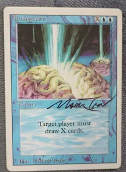 Braingeyser (NM) Revised Edition 3ED Magic MTG Signed By Mark Tedin - Image 1