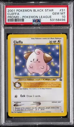 2001 POKEMON PROMO BLACK STAR POKEMON LEAGUE #31 CLEFFA PSA 10 - Image 1