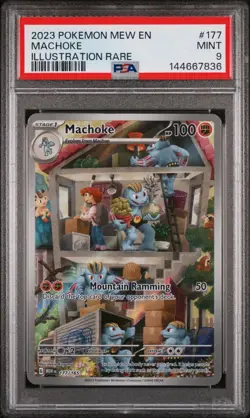 2023 POKEMON MEW EN-151 ILLUSTRATION RARE #177 MACHOKE PSA 9 - Image 1