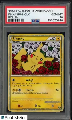 2010 Pokemon JP World Collection Polish Pikachu Holo PSA 10 GEM MINT - Image 1