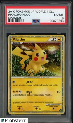 2010 Pokemon JP World Collection Spanish Pikachu Holo PSA 6 EX-MT - Image 1