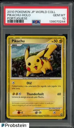 2010 Pokemon JP World Collection Portuguese Pikachu Holo PSA 10 - Image 1