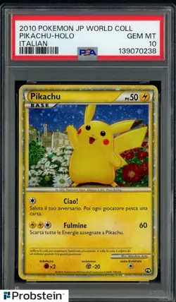 2010 Pokemon JP World Collection Italian Pikachu Holo PSA 10 GEM MINT - Image 1