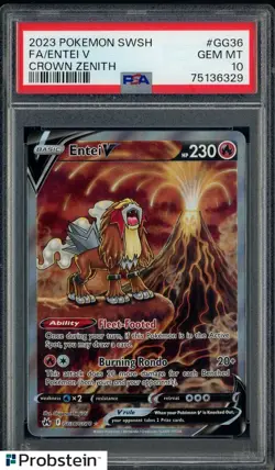2023 Pokemon SWSH Crown Zenith #GG36 FA/ Entei V PSA 10 GEM MINT - Image 1