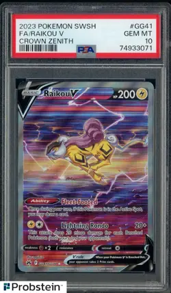 2023 Pokemon SWSH Crown Zenith #GG41 FA/ Raikou V PSA 10 GEM MINT - Image 1