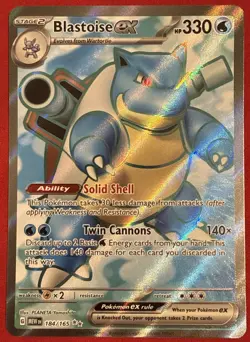 Pokemon TCG Blastoise ex 184/165 (Scarlet & Violet 151) Ultra Rare Holo NM - Image 1