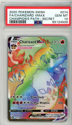 2020 Pokemon Champion's Path 074/073 Charizard VMAX Secret Rare PSA 10 Gem Mint - Image 2