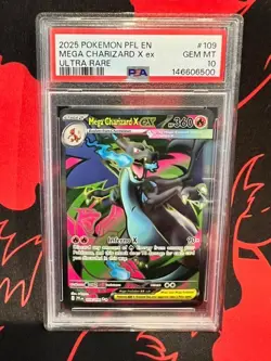 2025 POKEMON PFL EN-PHANTASMAL FLAMES ULTRA RARE #109 MEGA CHARIZARD X EX PSA 10 - Image 1
