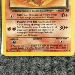 Vintage Pokemon Dark Flareon Team Rocket 35/82 Fire MP Uncommon 1999 WOTC - Image 4