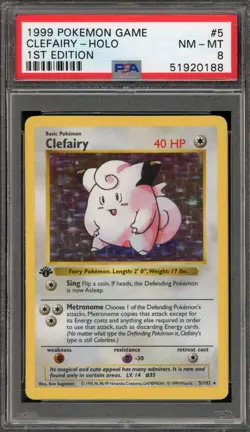 Pokemon Clefairy Base Set Shadowless 1st Edition Holo Rare #5 PSA 8 - Image 1