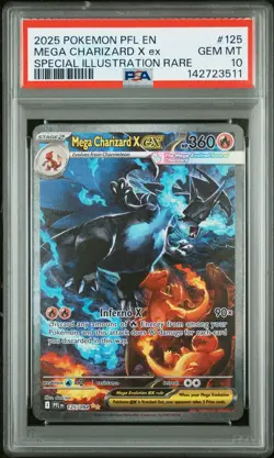 2025 POKEMON PFL EN-PHANTASMAL FLAMES #125 MEGA CHARIZARD X EX PSA 10 - Image 1