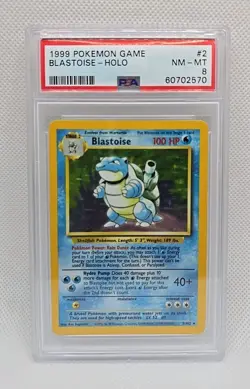 1999 POKEMON BASE SET UNLIMITED #2 BLASTOISE-HOLO PSA 8 - Image 1