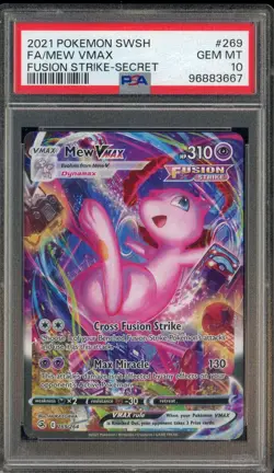 2021 Pokemon SWSH Fusion Strike Secret #269 FA Mew VMax PSA 10 GEM MINT - Image 1