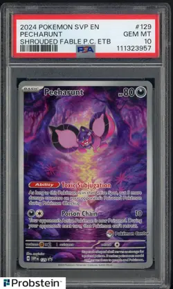 2024 Pokemon SVP En Shrouded Fable PC ETB #129 Pecharunt PSA 10 GEM MINT - Image 1