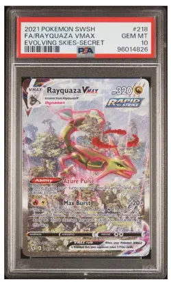 PSA 10 2021 Rayquaza VMAX Alt Art Pokemon SWSH Evolving Skies 218/203 GEM MINT - Image 1