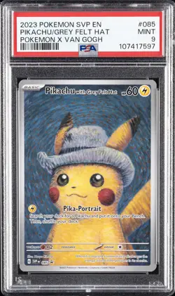 2023 POKEMON SVP EN-SV BLACK STAR PROMO #085 PIKACHU WITH GREY FELT HAT PSA 9 - Image 1