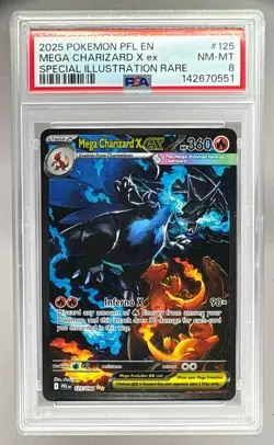 0551 Mega Charizard X ex 2025 Pokemon Phantasmal Flames #125 SIR PSA 8 - Image 1