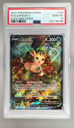 142738785 Leafeon V 2021 Pokemon Sword & Shield Evolving Skies #167 PSA 10 - Image 1