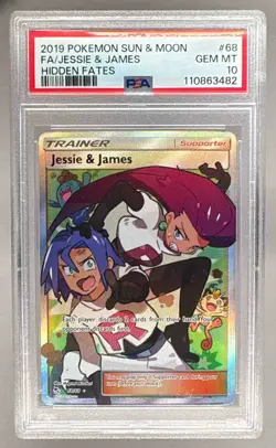 110863482 Jessie & James 2019 Pokemon Sun Moon Hidden Fates #68 PSA 10 - Image 1