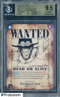 2025 One Piece Carrying On His Will#OP13119 Portgas D. Ace Wanted Poster BGS 9.5 - Image 1