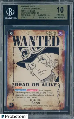 2025 One Piece Carrying On His Will #OP13120 Sabo Wanted Poster BGS 10 PRISTINE - Image 1