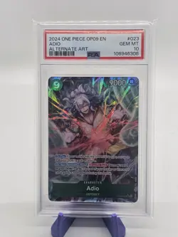 2024 ONE PIECE EMPERORS IN THE NEW WORLD #023 ADIO OP09 ALT ART PSA 10 GEM MINT - Image 1