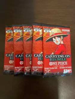 One Piece Carrying On His Will OP-13 Five 5 Booster Packs Lot English A - Image 1