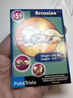 LP Arcanine #59 Burger King Poke Trivia Card 1999 AUTHENTIC Pokemon Card - Image 3
