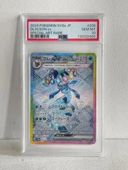 Prismatic Evolutions Glaceon ex SAR 206/187 PSA10 / Japanese Pokemon Card SV8a - Image 1