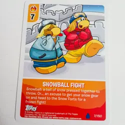 Club Penguin Snowball Fight Card 7/150 Topps Disney Card-Jitsu - Image 1