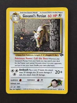 Pokemon Giovanni's Persian 8/132 Gym Challenge Holo Rare Stage 1 TCG Card - Image 1