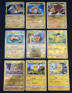 Pokemon TCG Pikachu & Raichu Lot: 9 Card Collection Set - Image 1