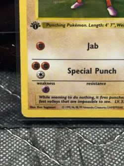 Pokemon Cards: Base Set 1st Edition Rare Holo: Hitmonchan 7/102 - Image 2