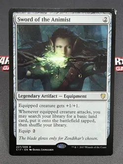 MTG Sword of the Animist- DAMAGED -Commander 2017 Magic the Gathering Card #227 - Image 1