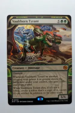 1x Vaultborn Tyrant Showcase NM - OTJ The Big Score MTG EDH Dinosaur x1 - Image 1