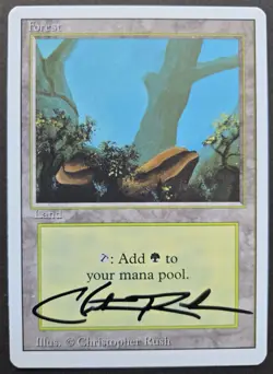 RARE SIGNED MtG Magic Christopher Rush _ Revised Artist Proof _ FOREST -A _1/50! - Image 2