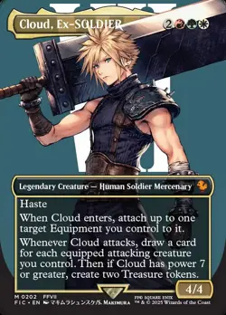 MTG Commander FIN CHARACTER BORDERLESS M Cloud, Ex-SOLDIER #0202 - Image 1