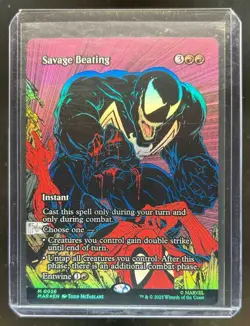 MTG Magic the Gathering FOIL Savage Beating Borderless - Image 1