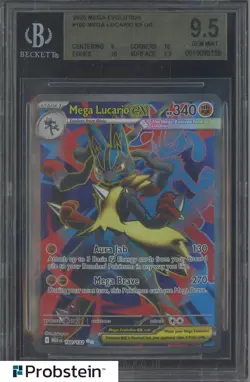 2025 Pokemon Mega Evolution #160 Mega Lucario Ex UR BGS 9.5 GEM MINT - Image 1