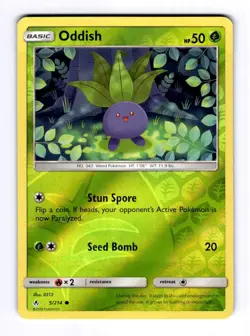 Oddish (5) SM - Unbroken Bonds #5 (2019) Common Reverse Holo NM Pokemon - Image 1