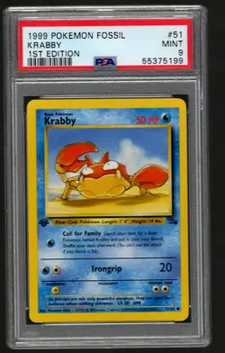 Krabby 51/62 Fossil Set 1st Edition Pokemon TCG 1999 PSA 9 MINT WOTC Vintage - Image 1