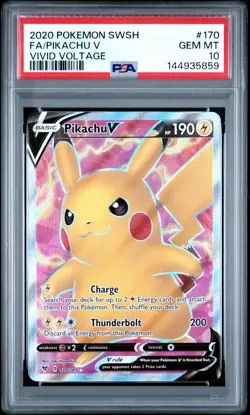 144935859 Pikachu V 2020 Pokemon Sword & Shield Vivid Voltage #170 PSA 10 - Image 1